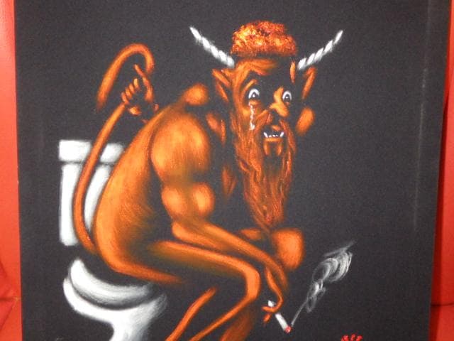 デビル★トイレ★タバコ★喫煙★メキシコ★絵画★アート★壁掛け★悪魔★ビンテージ