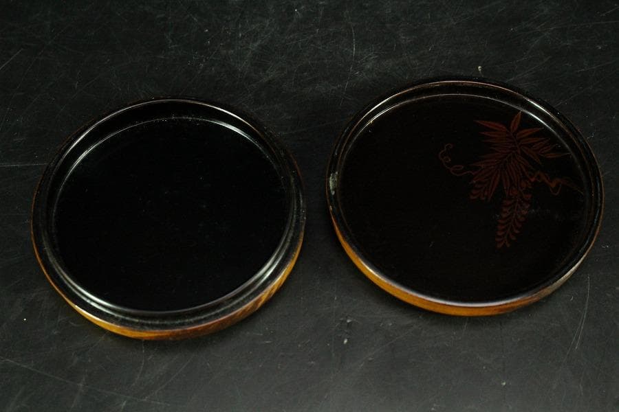 古上野 三足 香炉 黄楊木彫刻火屋 台 香合付(K-A812)