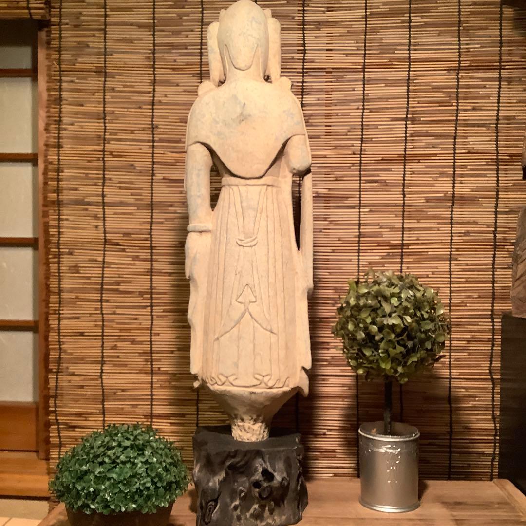 中国北魏「石雕・菩薩立像」南北朝時代・北斎・北魏様式・大乗仏教寺院放出・極上大型