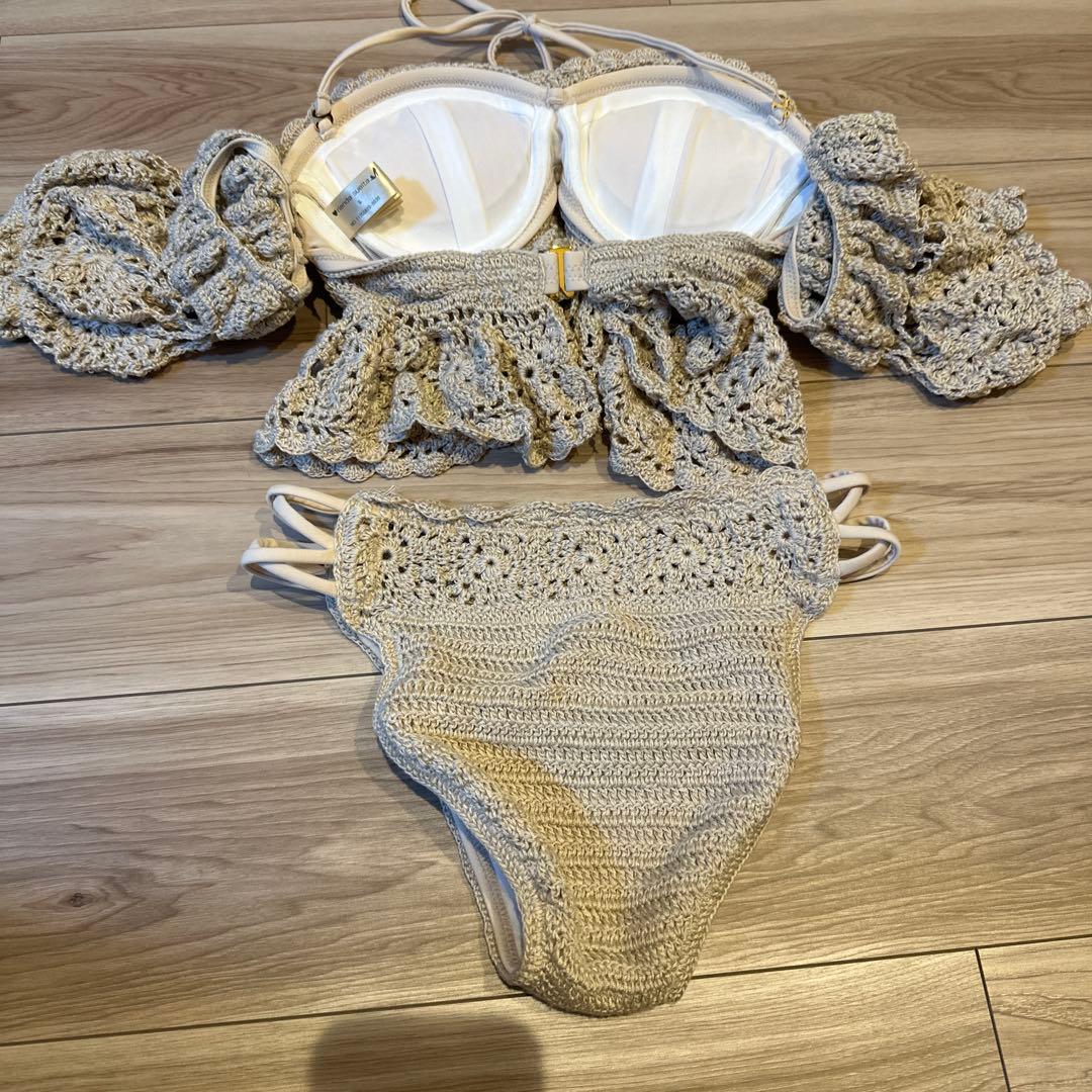 オフショルクロシェバンドゥビキニ