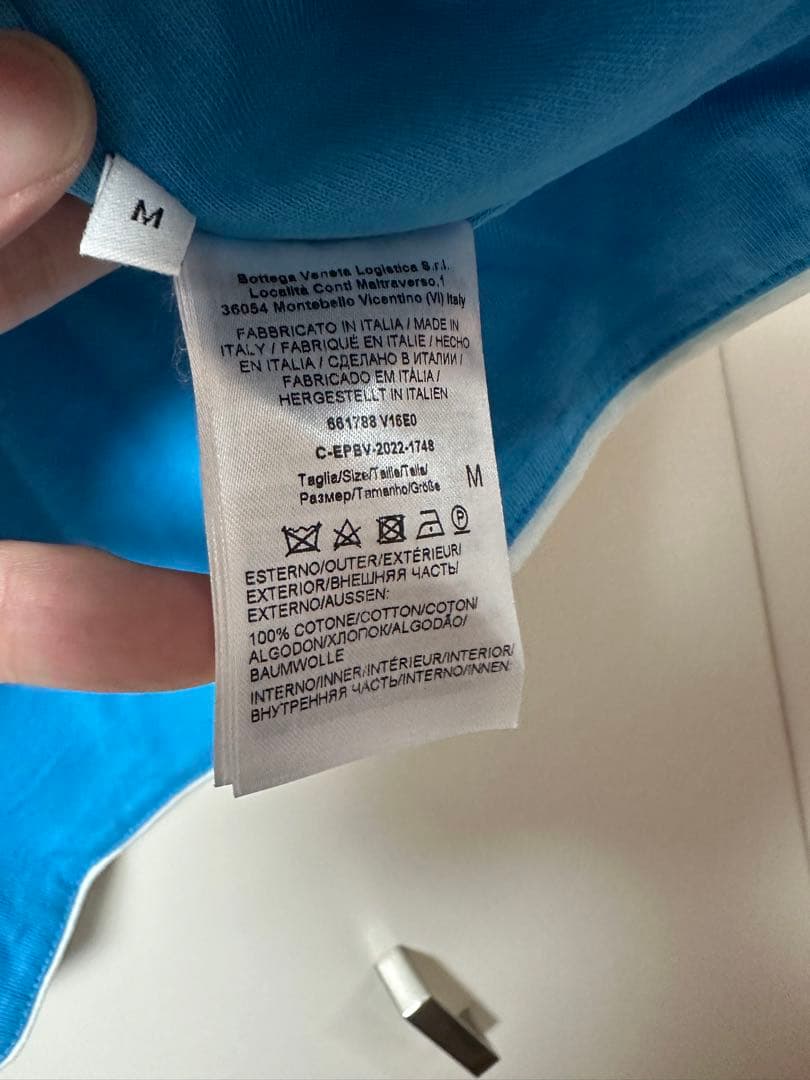 BOTTEGA VENETA ダブルレイヤーTシャツ 白x青Mサイズ