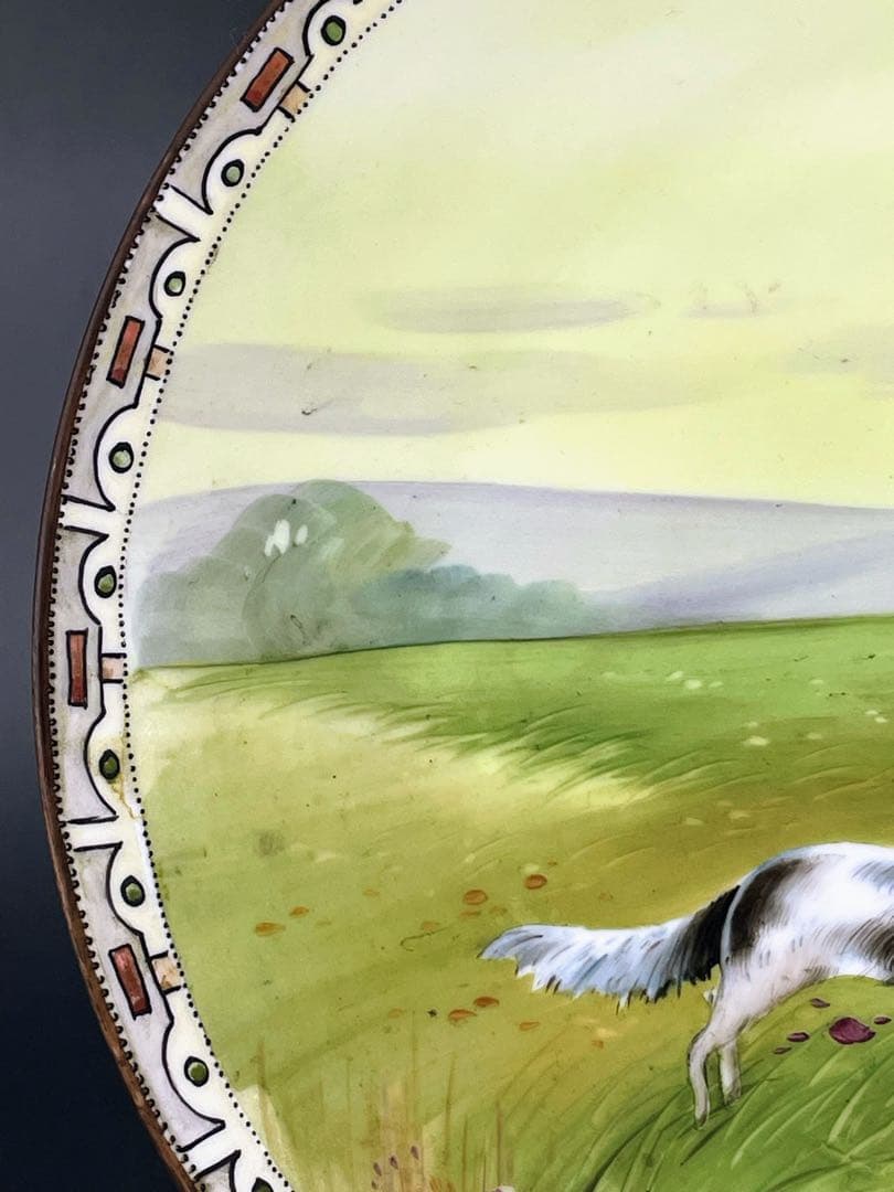 【希少】オールドノリタケ 約２５．５㎝ 手描き 猟犬図 プレート 皿