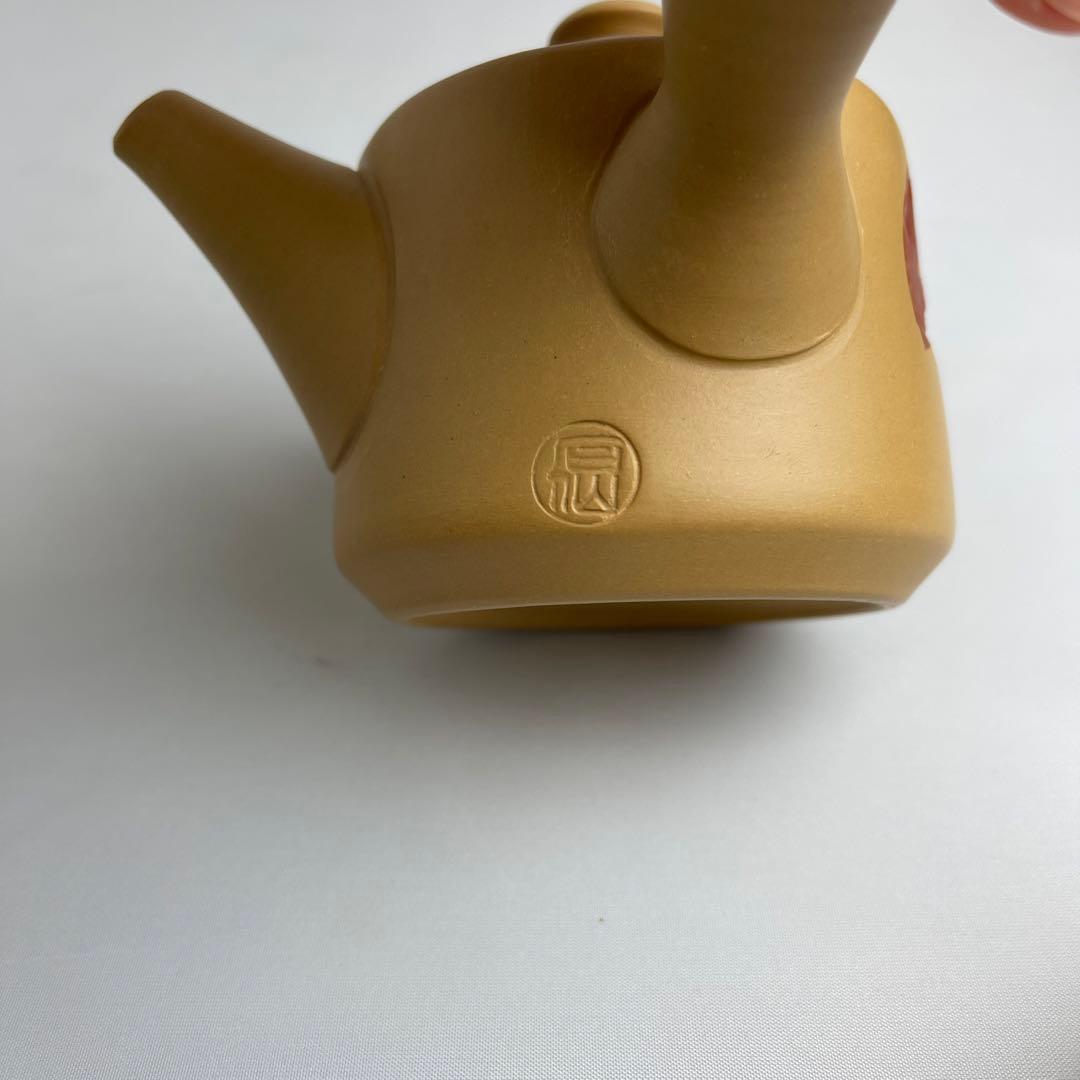 常滑焼　急須　石仙　「古竹」彫リ　茶器　茶道具　煎茶道具