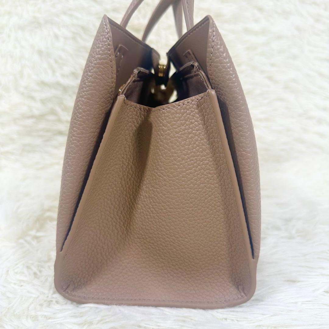 【美品】キタムラ2way トートバッグ シボ革 ベージュ ネット完売品