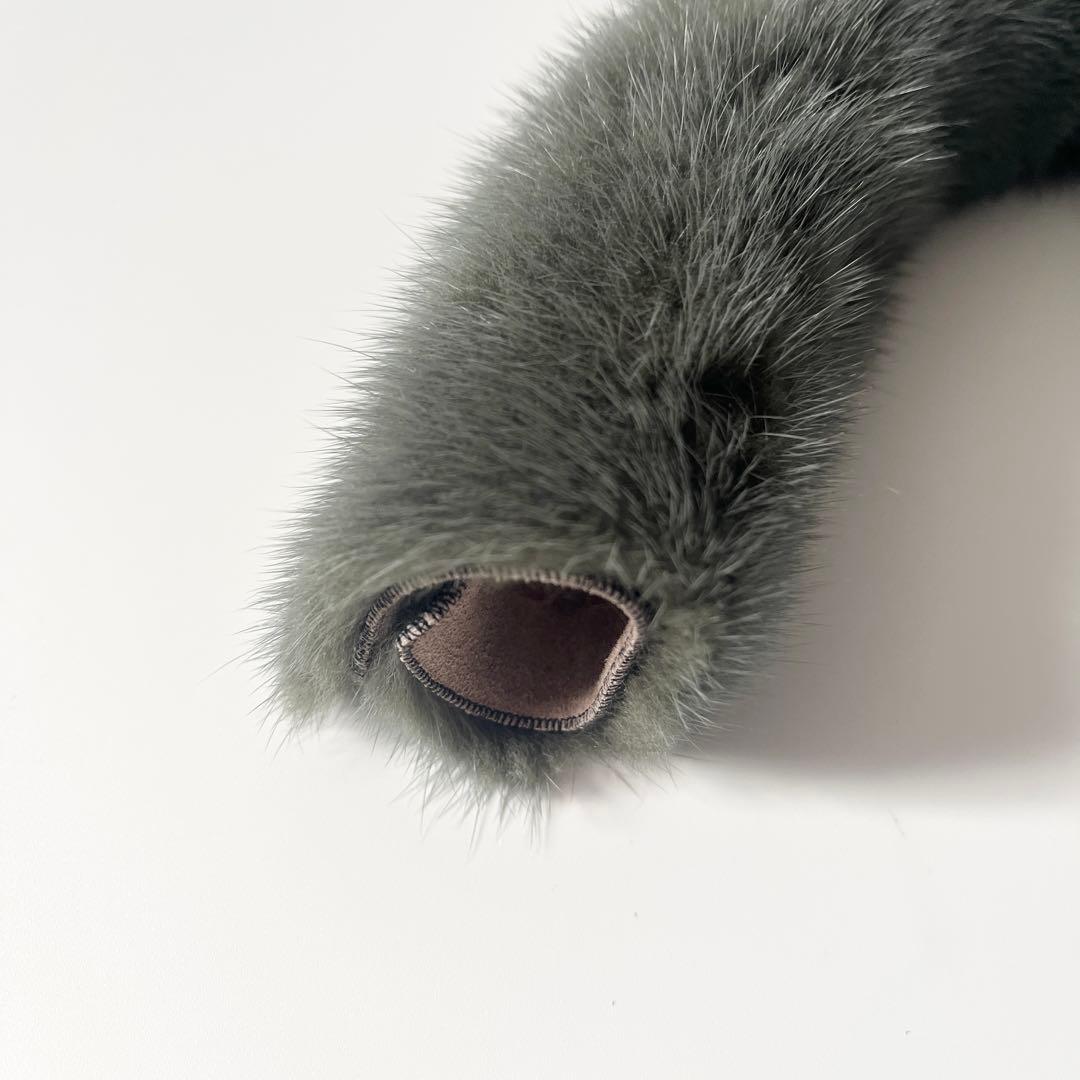 ヴァレクストラ　ハンドルカバー　ミンクファー　グレー　青　ブルー　バイカラー