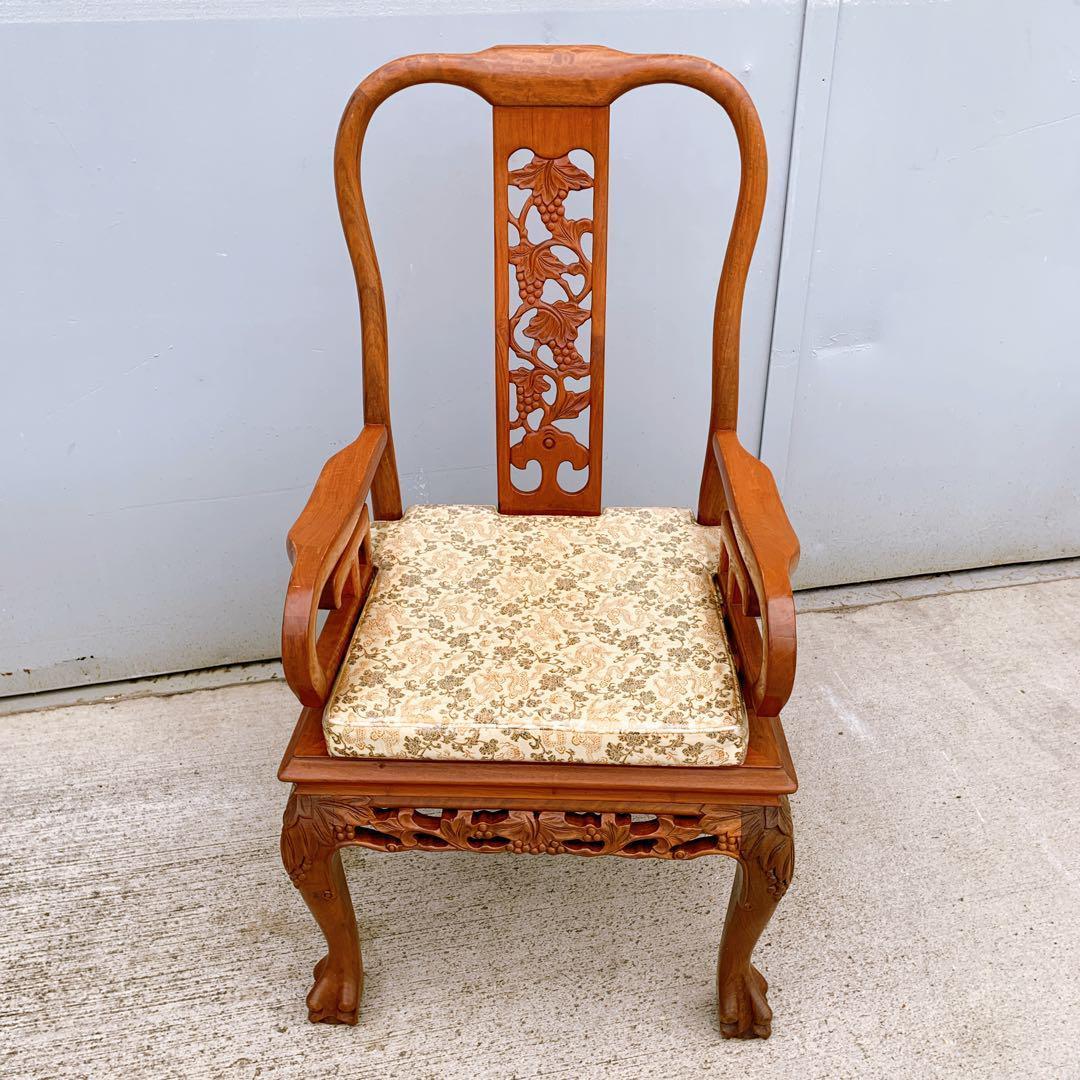 【稀少品】中国家具 ダイニング アームチェア 唐木家具 李朝家具 花梨