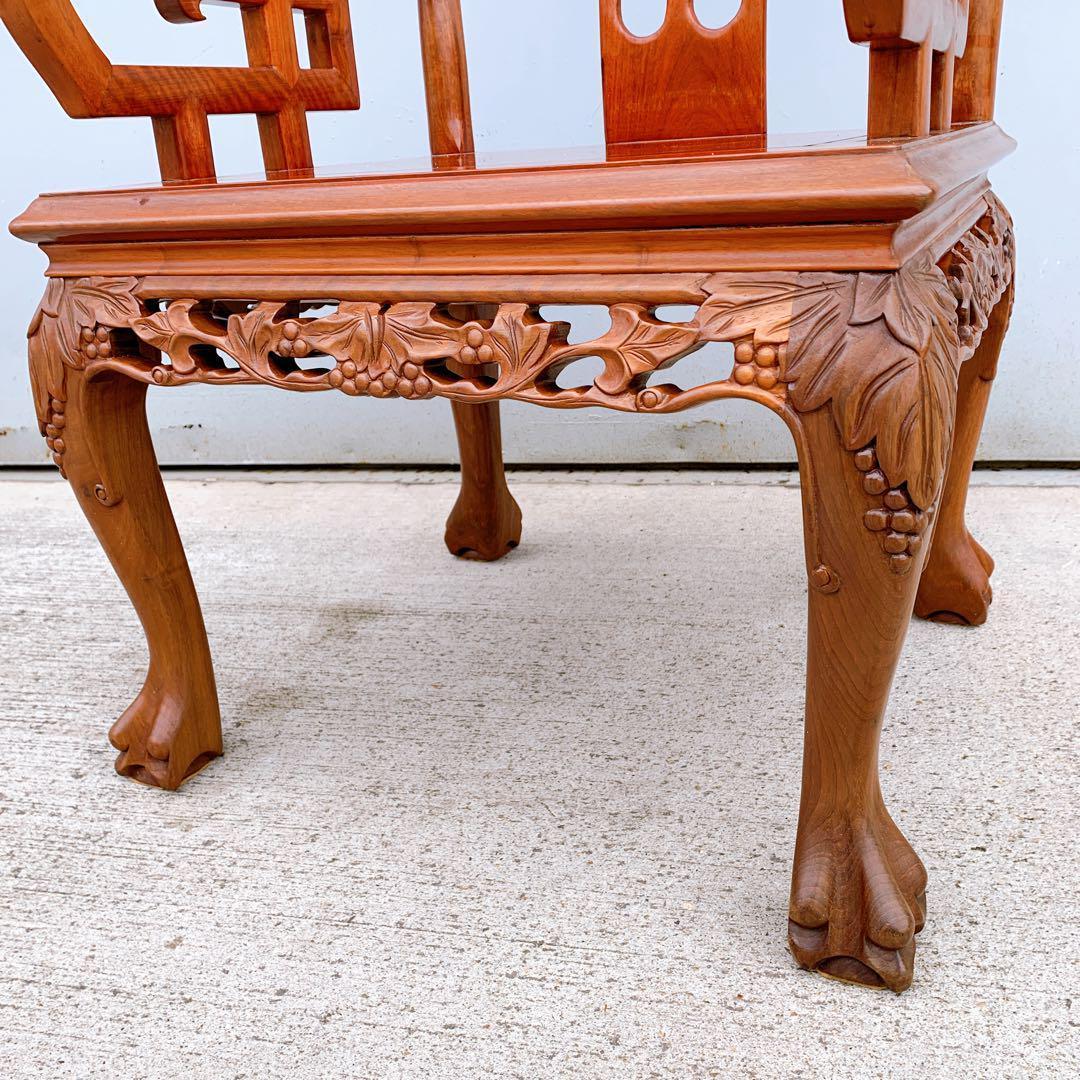 【稀少品】中国家具 ダイニング アームチェア 唐木家具 李朝家具 花梨