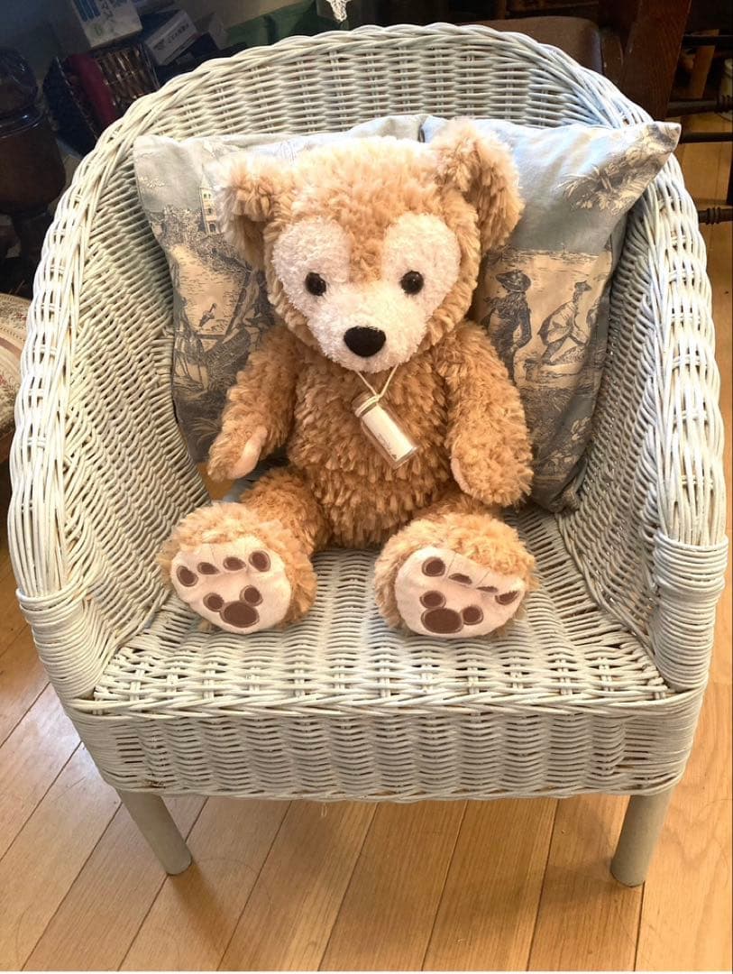 アンティーク　ラタン　ロイドルームチェア　椅子　キッズ用　子供用　水色　フランス