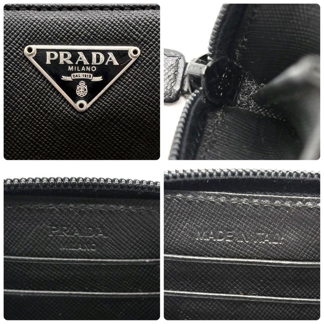 【極美品】プラダ ケース 小銭入れ サフィアーノレザー 三角ロゴ ブラック