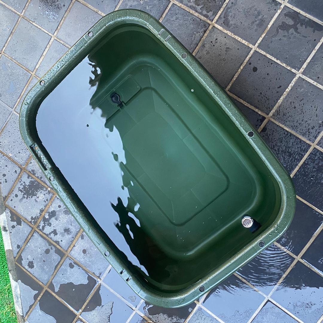 【新仕様】メダカ飼育ケース 75㍑深緑x5個 オーバーフロー対策済 金魚飼育容器