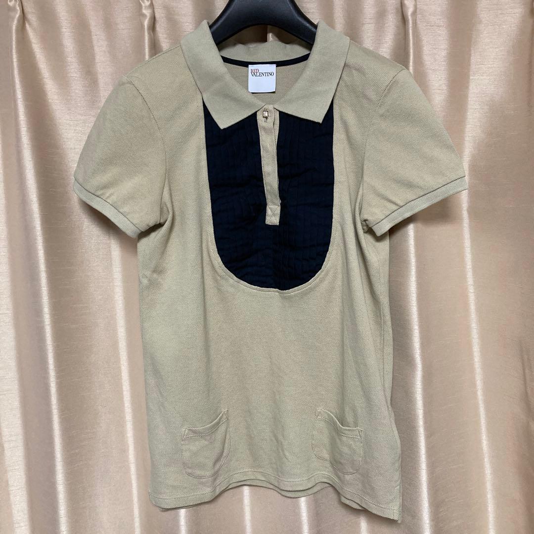 RED VALENTINO 半袖ポロシャツ ベージュ/ブラック