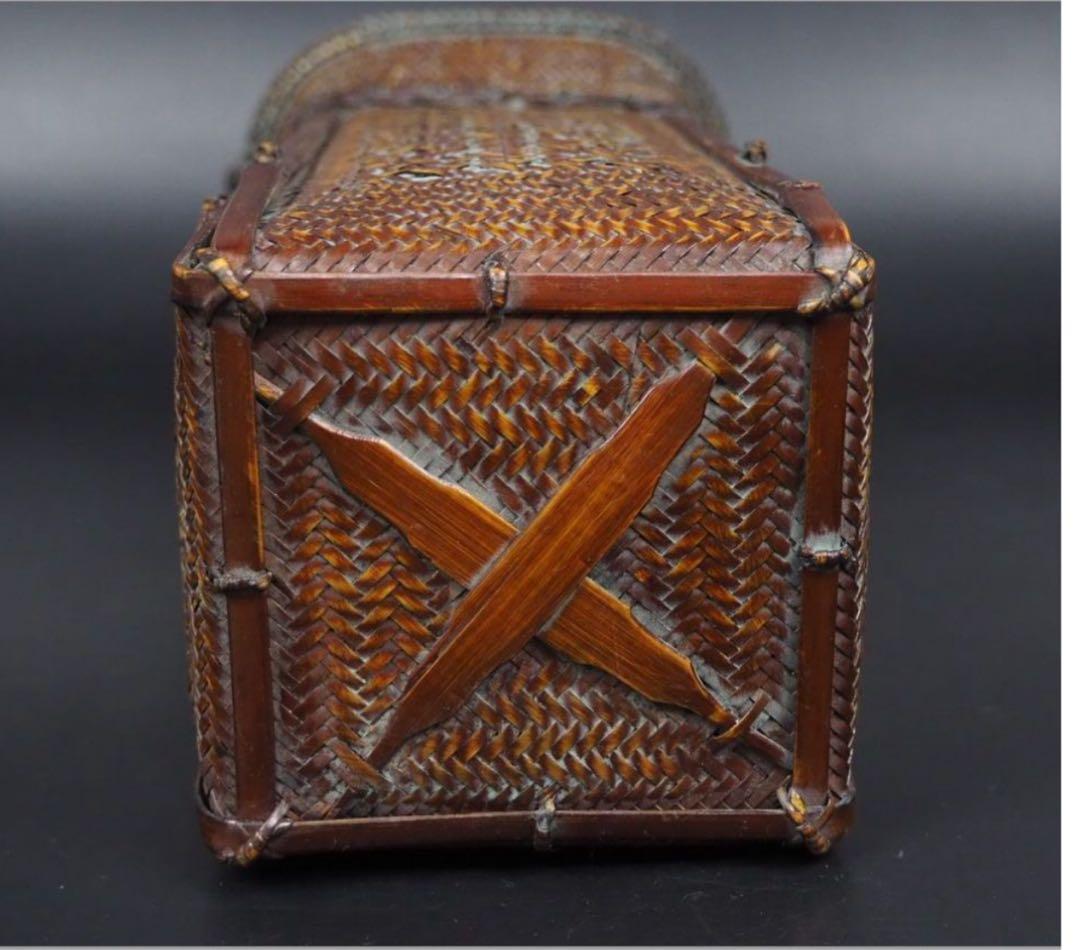 送料無料　竹細工　竹製花籠　花入れ　華道具茶道具　検/花器竹編竹製竹籠 花入