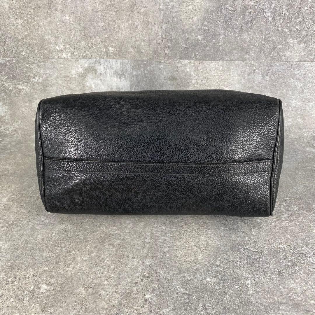 RALPH LAUREN ブラック ミニボストンバッグ シボ革 チャーム レザー