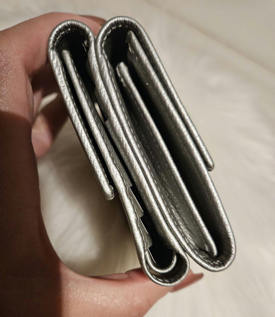 CHANEL【極美品✨希少】ココマーク三つ折り財布　Ｗホック　シルバー付属品完備