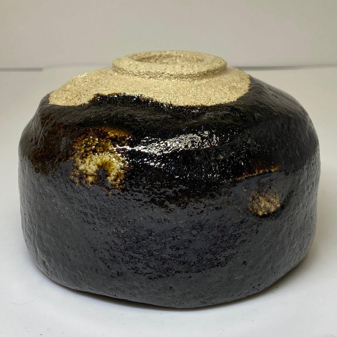 三代 小川長楽(裕起夫) 黒茶碗 共箱 w12cm 東キ7-1025☆2F