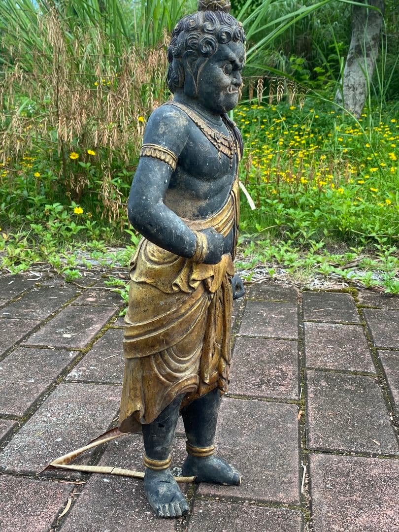 【修縁堂】【大型】極上彫 高61cm 不動明王 精密彫刻　仏教工芸品　木彫仏像