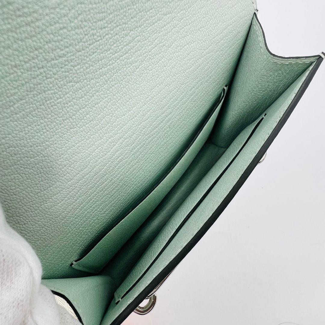 エルメス エルメス ロウリス スリム ウォレット W刻印 グリーン レザー