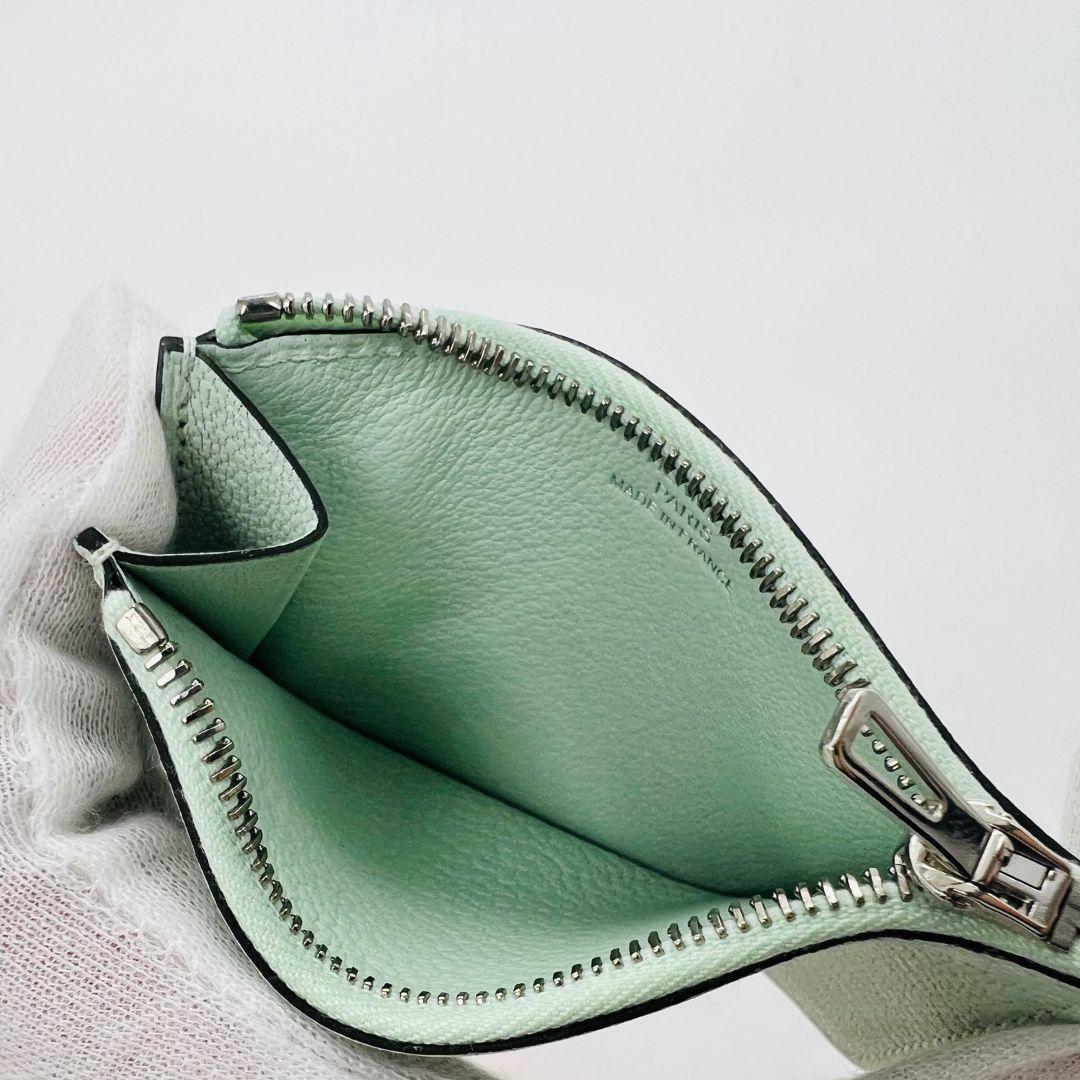 エルメス エルメス ロウリス スリム ウォレット W刻印 グリーン レザー