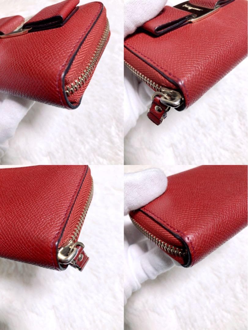 ♡美品♡サルヴァトーレフェラガモ ケース 財布レッド ラウンドファスナー