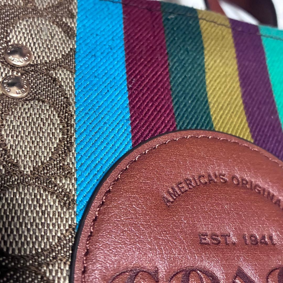 COACH ショルダーバッグ ブラウン/マルチカラー　2way デンプシー　美品