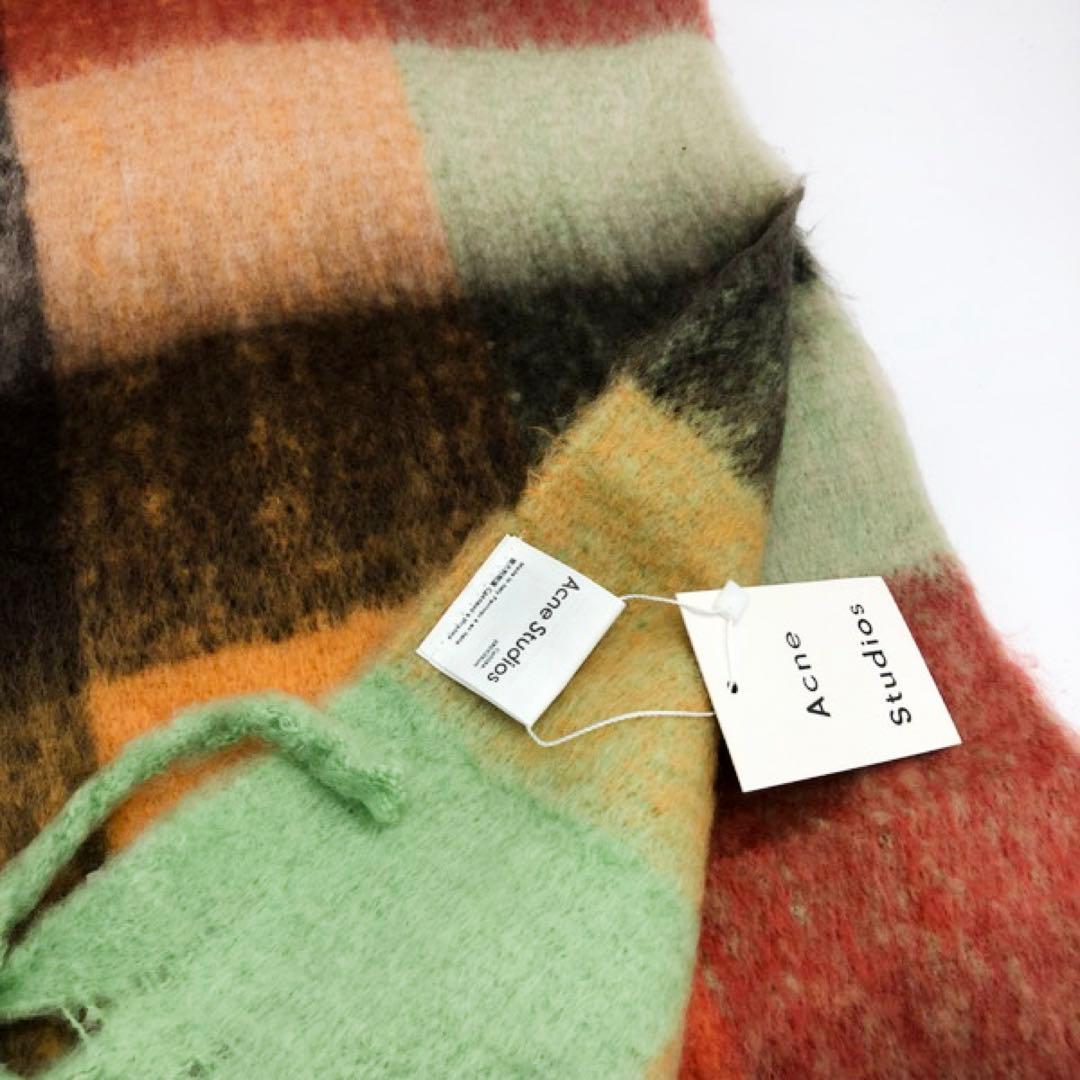 ACNE STUDIOS アクネストゥディオズ　緑オレンジ系チェック柄　マフラー