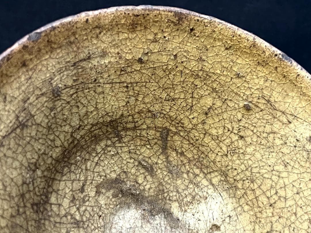 茶碗■古唐津灰釉抹茶碗 ぐい呑 江戸期（伊羅保・高麗・黄瀬戸） 時代物 骨董品■