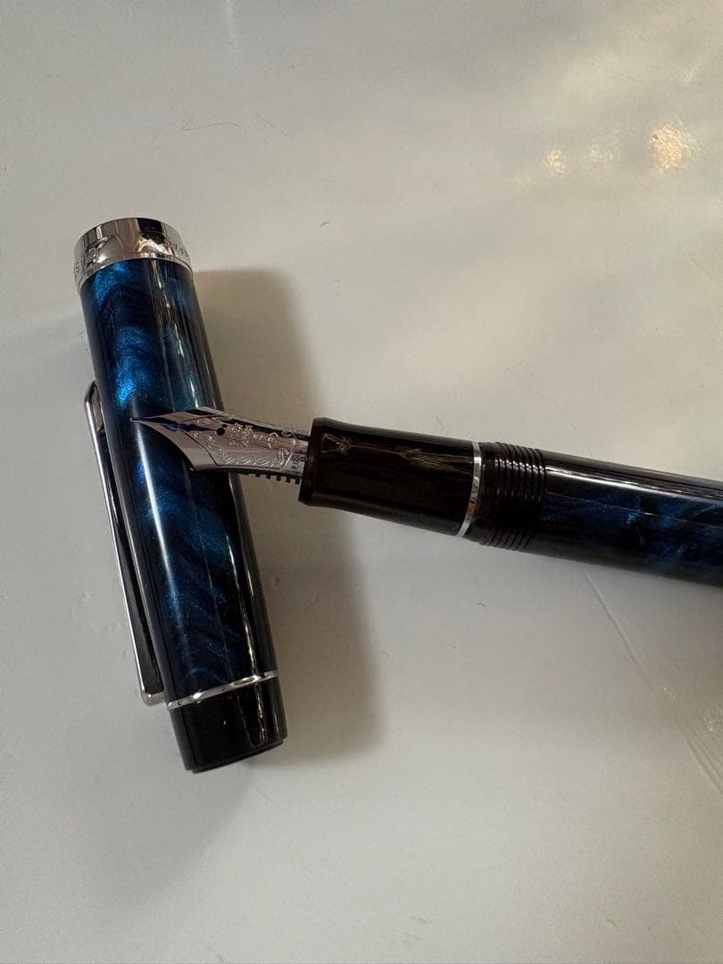 パイロット カスタムヘリテイジSE 万年筆 マーブルブルー F(細字) インク付