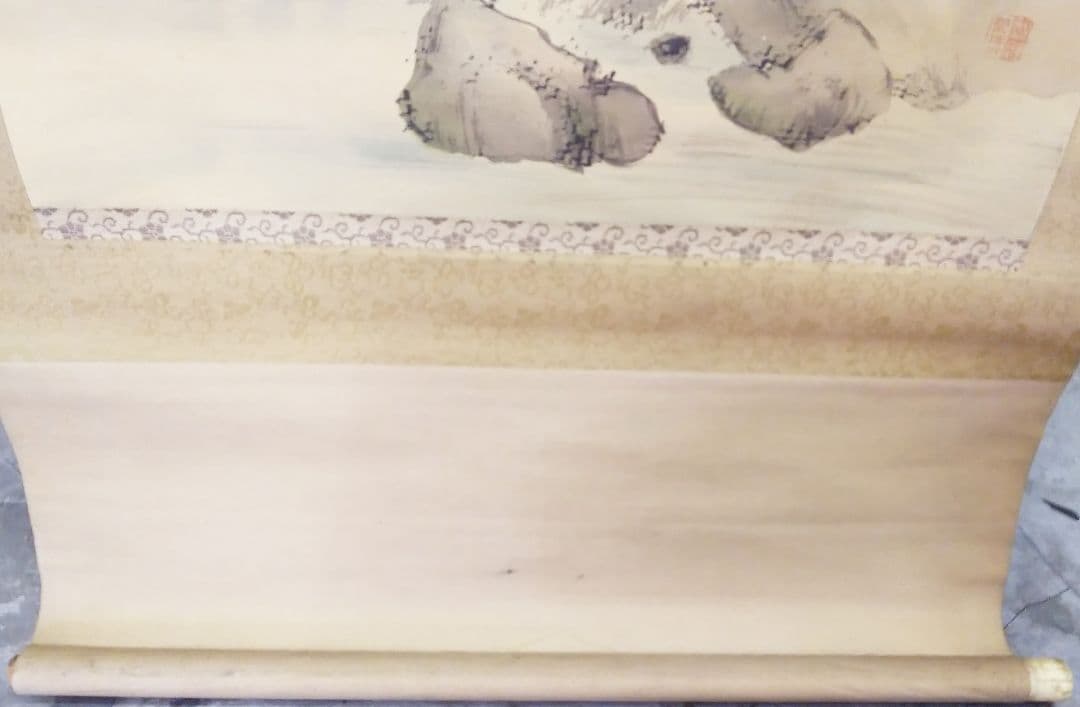 掛け軸　若翠　茶室二人