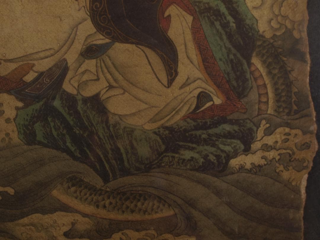 中国唐時代　敦煌莫高窟壁画 彩絵　人物像 発掘品古美術 AK1774A1-4