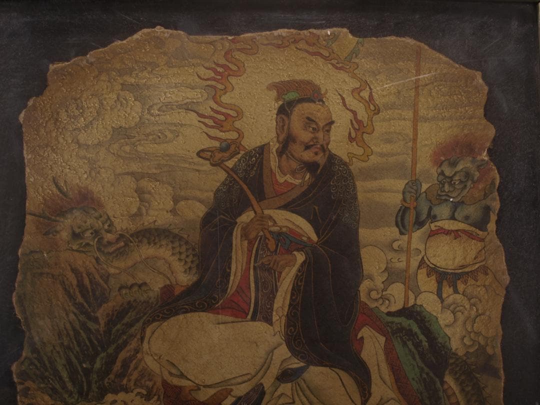 中国唐時代　敦煌莫高窟壁画 彩絵　人物像 発掘品古美術 AK1774A1-4