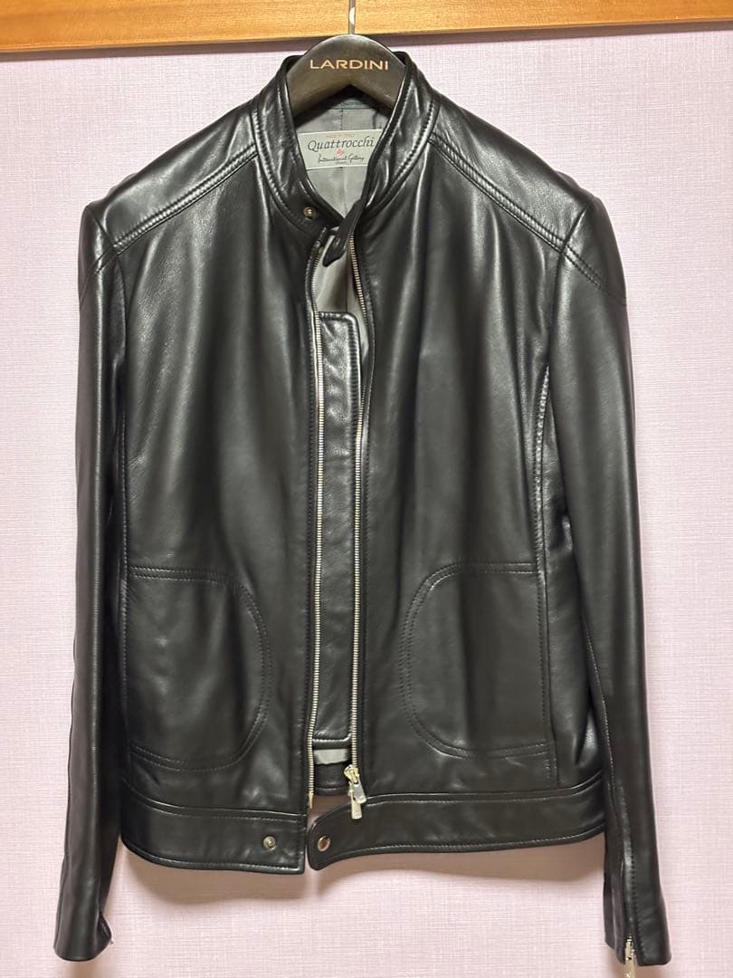 Quattrocchi シングルライダースジャケット ブラック