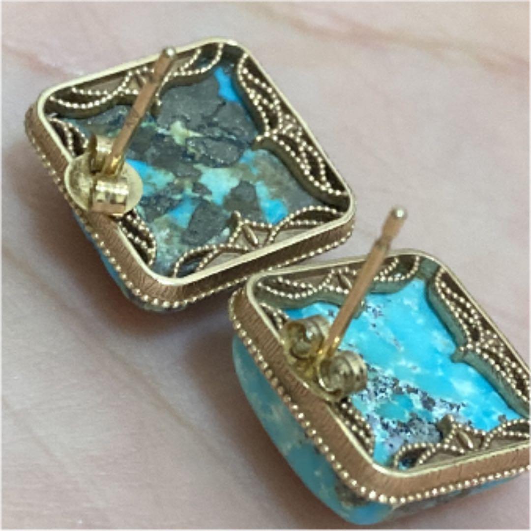 ぴょんagete アガット　K10ターコイズピアス