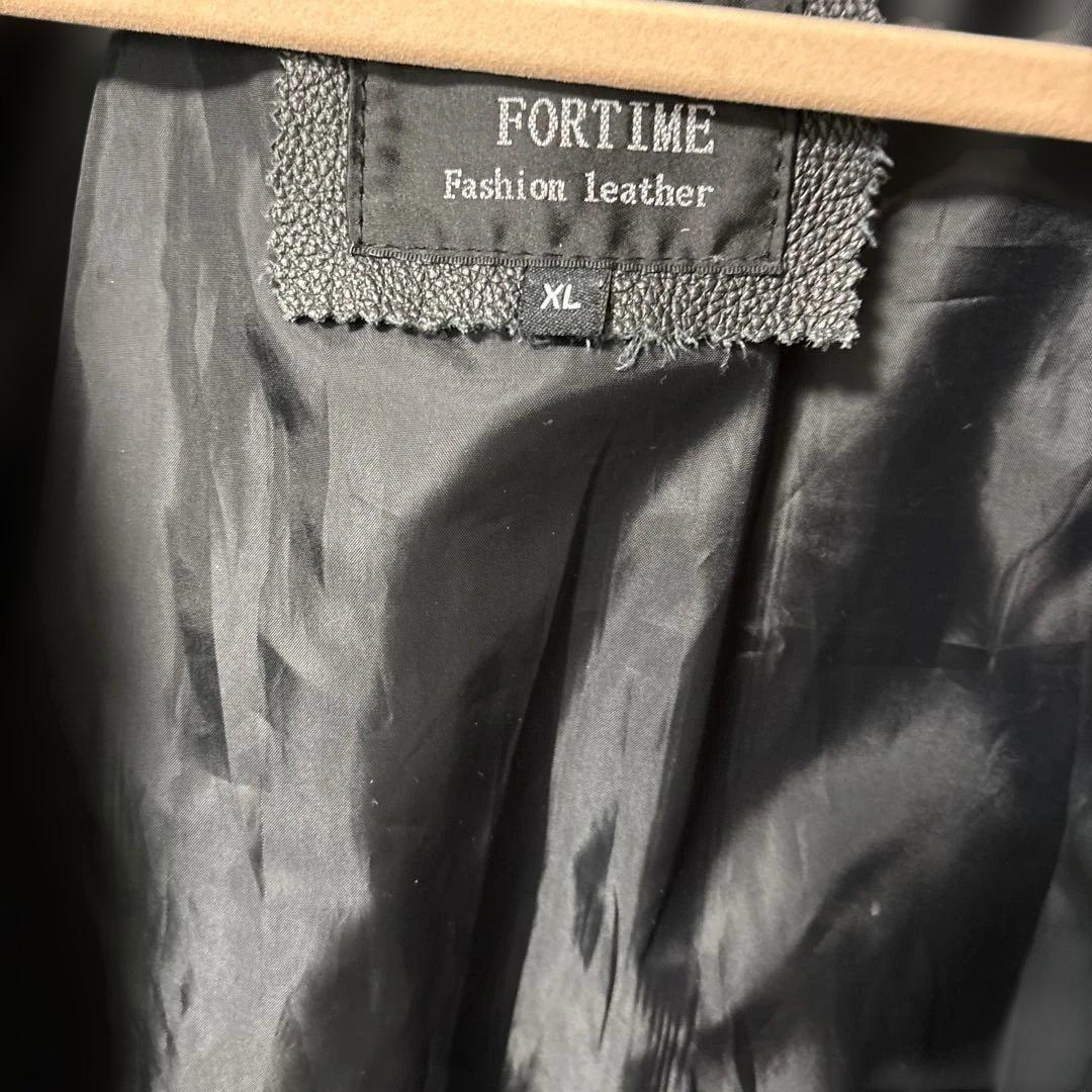 FORTIME ブラックレザー シングルライダースジャケット XL 牛革　本革