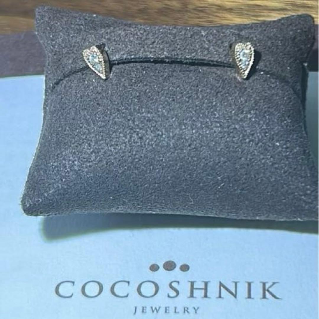 COCOSHNIK K10 ハート型ダイヤピアス