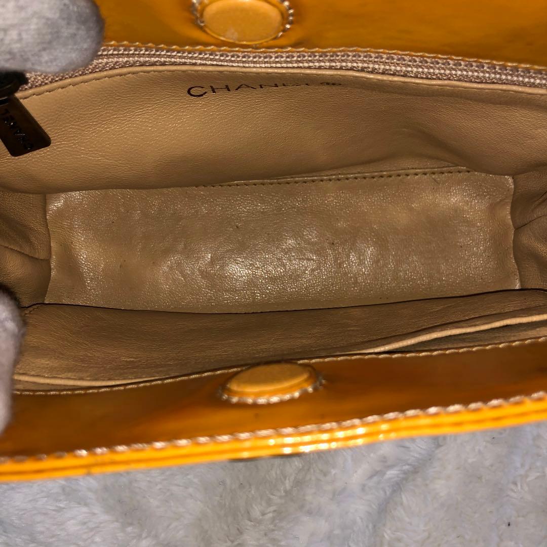 シャネル エナメル チェーンバッグ キャメル ココマーク ミニバッグ ハンド