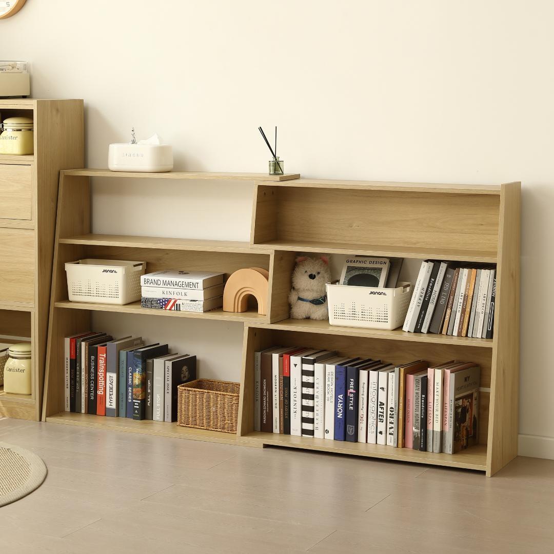 【幅90〜175cm】伸縮ラック オープンシェルフ 薄型 本棚 サイドボード