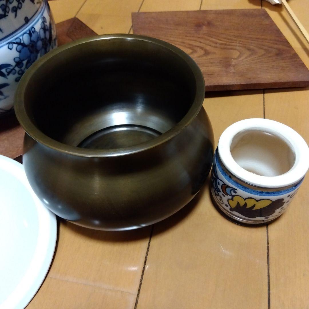 木製茶道具箱セット 　黒茶碗　水指染付