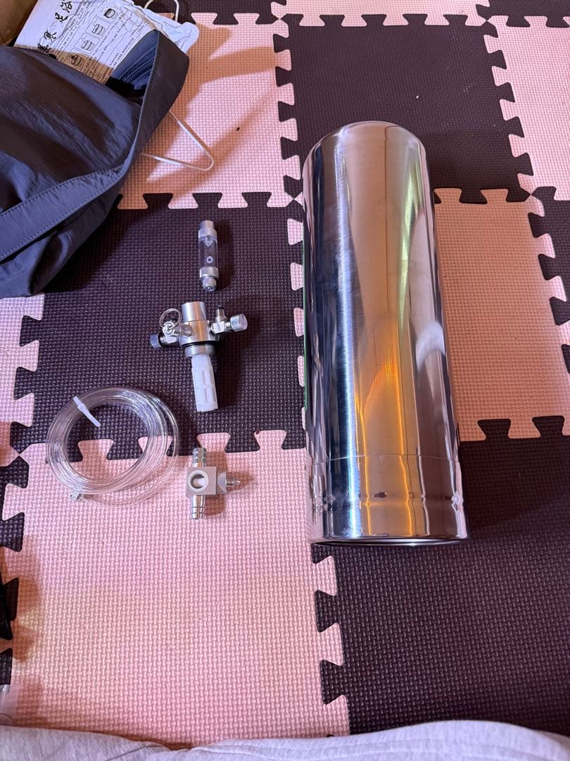 水草水槽用 4L 自作CO₂ボンベ 2口手動バルブ＋T字型CO₂ミキサー セット