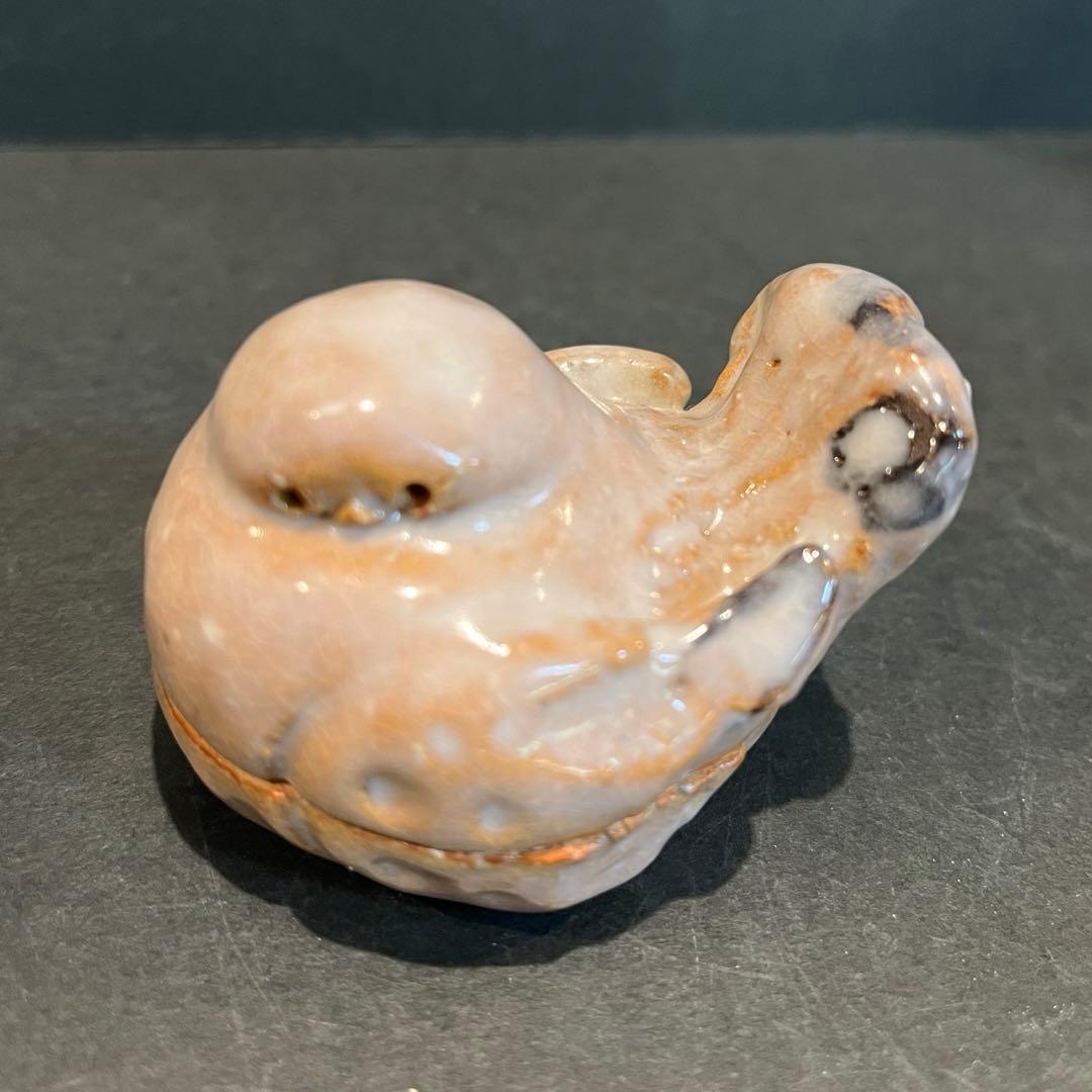 人間国宝　三輪休和 (十代 三輪休雪) 萩　雀　香合 共箱 茶道具