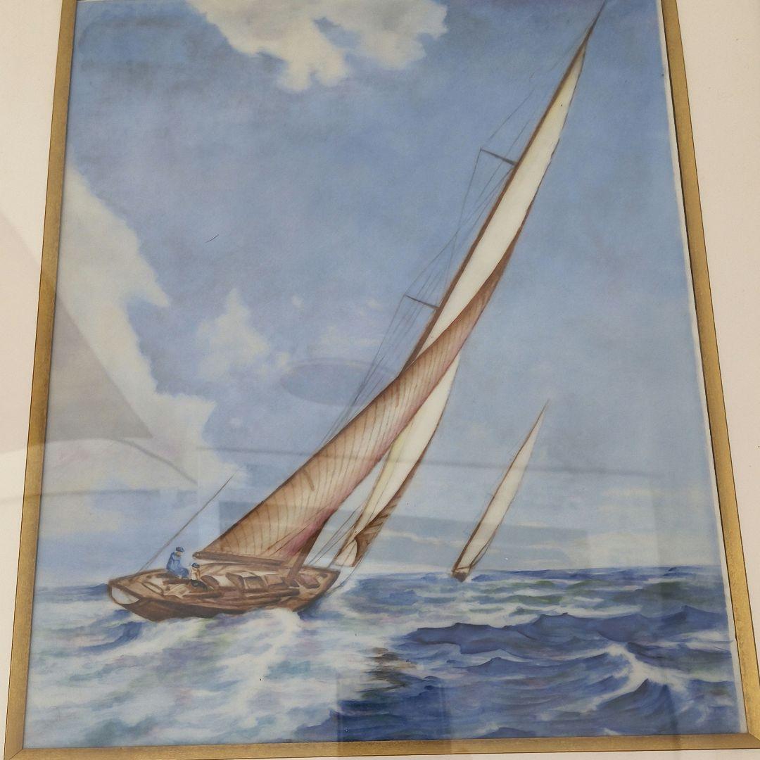 フリッツノイマン 風に 陶板画 ローゼンタール 額装