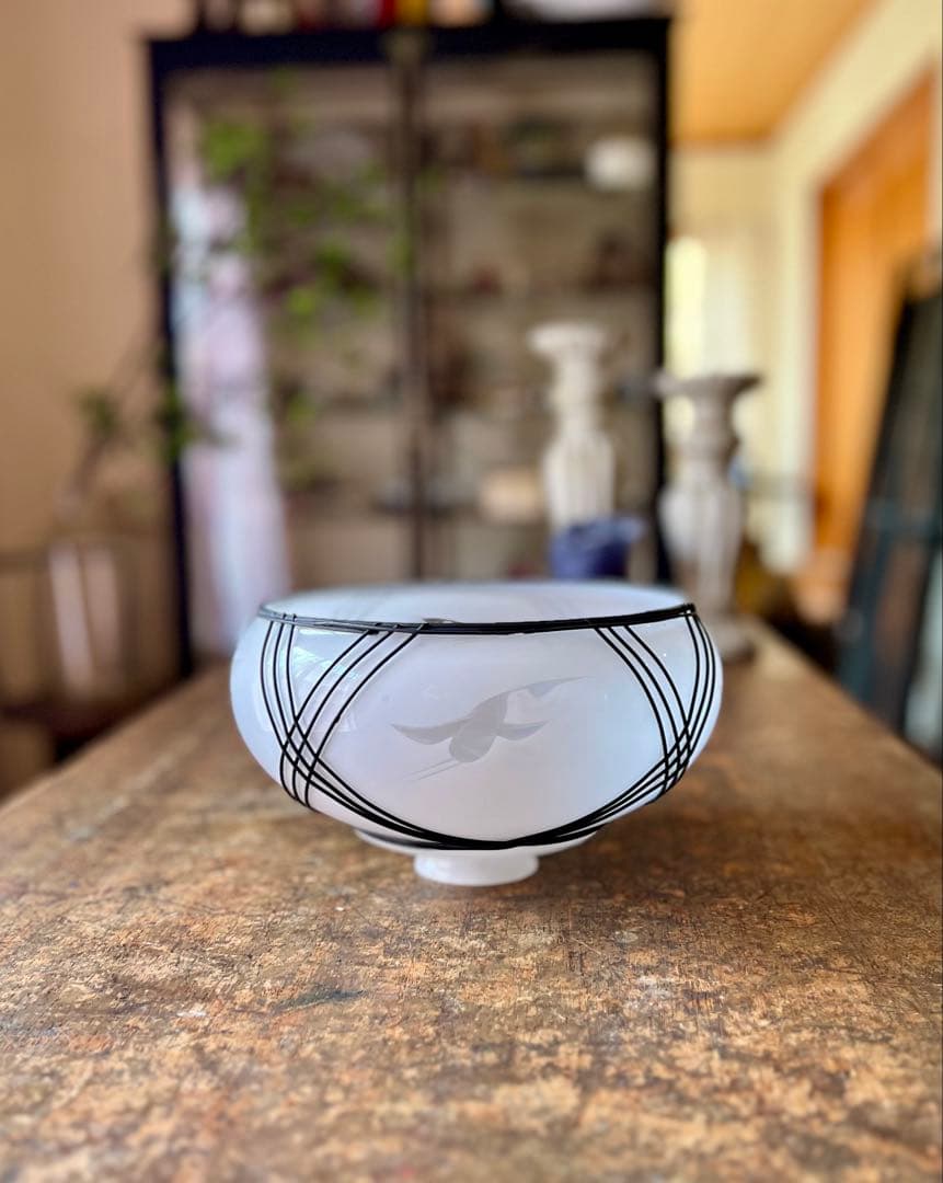 レトロ　電笠　鶴　和ガラス　ランプシェード　灯り　照明　古民家　古道具　カフェ