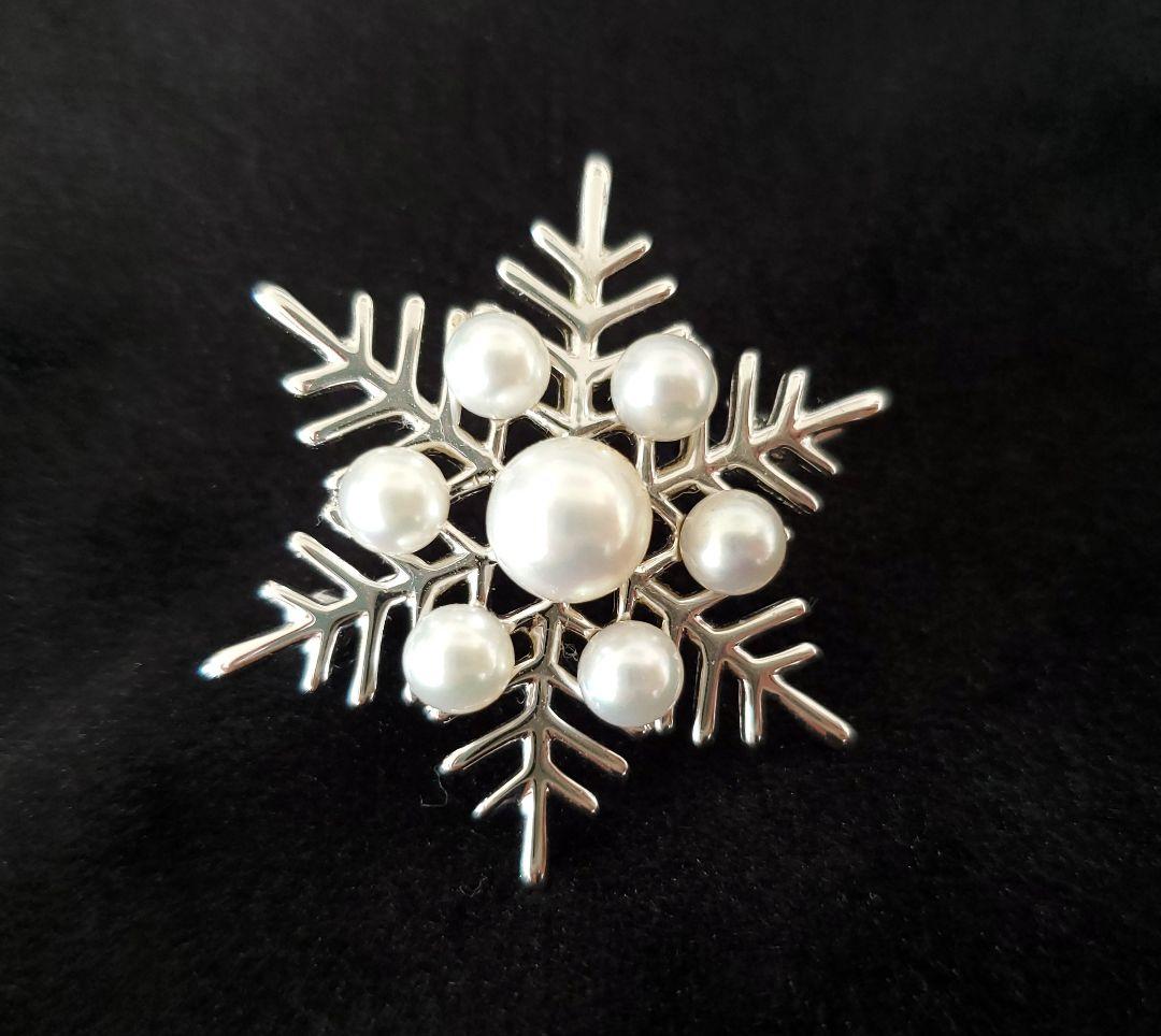 ミキモト　パール　ブローチ　雪の結晶　スノーフレーク