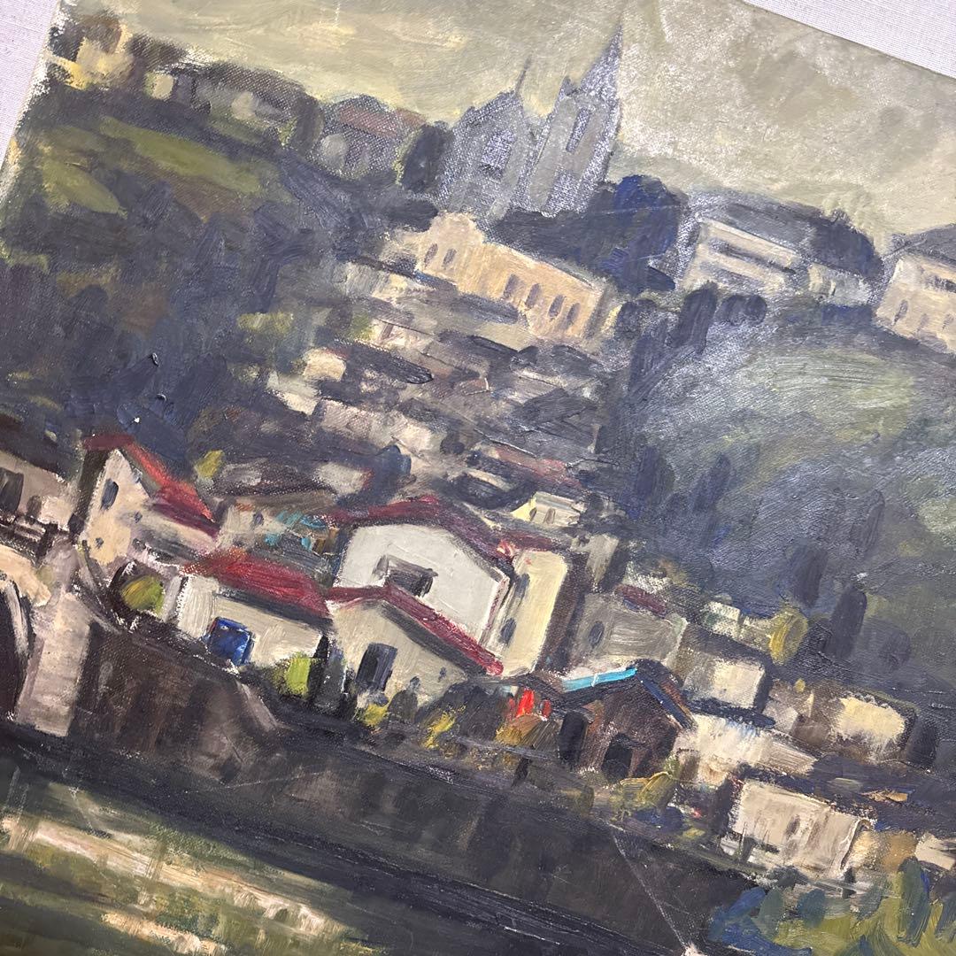 1957年 太平洋画会 北岡数彦 油絵 風景画 真作 アンティーク 絵画