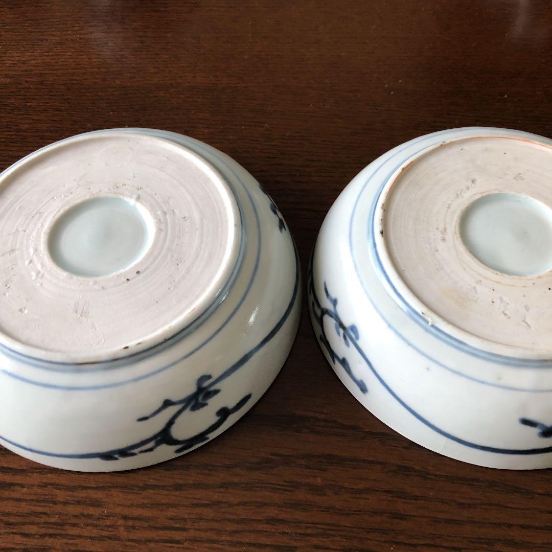 古伊万里☆白抜きたこ唐草☆なます皿二枚