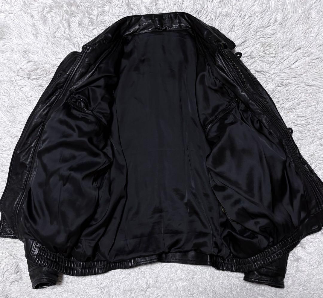 00s ブラック A-2 短丈レザージャケット y2k M〜Lサイズ相当