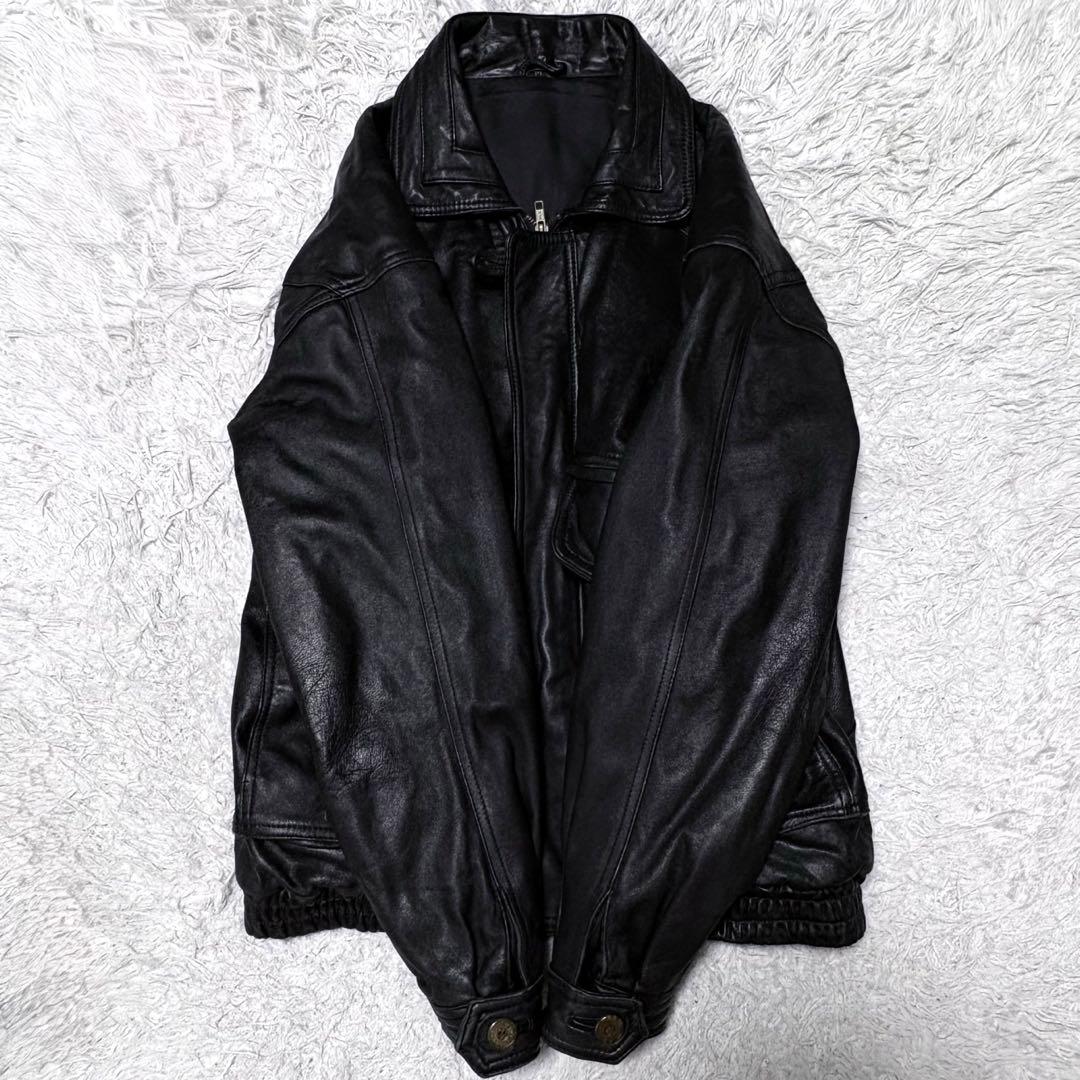 00s ブラック A-2 短丈レザージャケット y2k M〜Lサイズ相当
