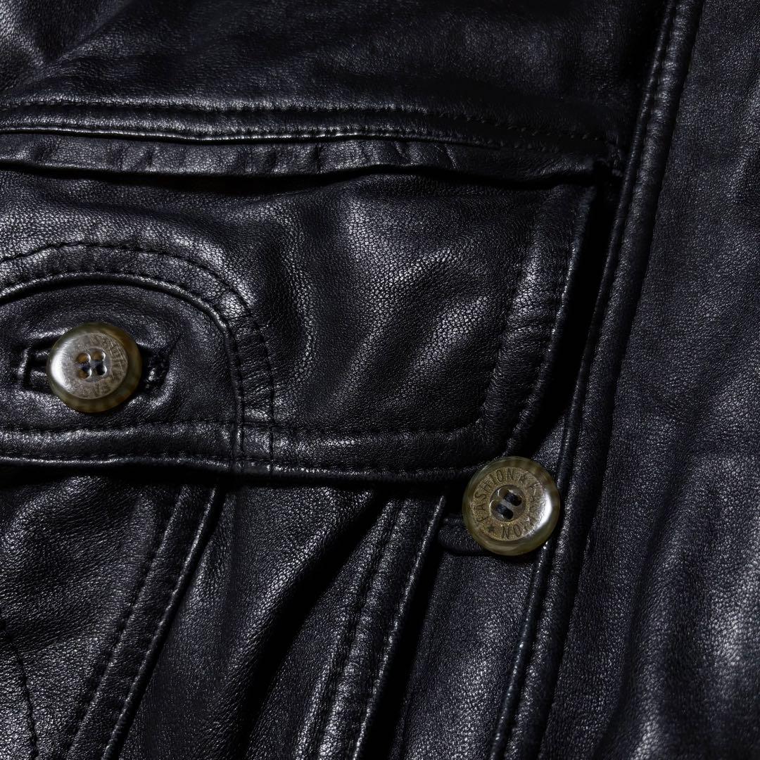 00s ブラック A-2 短丈レザージャケット y2k M〜Lサイズ相当