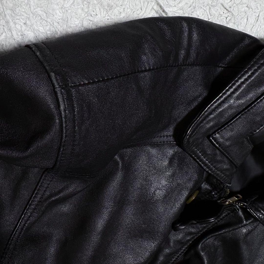 00s ブラック A-2 短丈レザージャケット y2k M〜Lサイズ相当