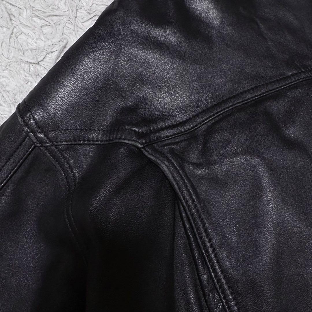 00s ブラック A-2 短丈レザージャケット y2k M〜Lサイズ相当