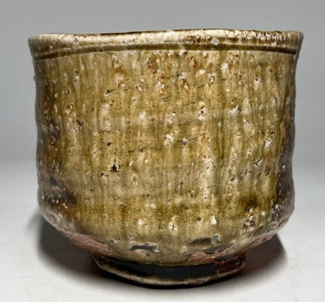 【筒茶碗】四代高橋楽斎作　茶碗　共箱　共布　栞　ねのこ餅　豪快な自然釉